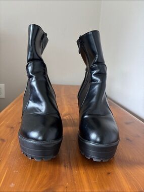 Platform Ankle Boots with Chunky Sole - Black